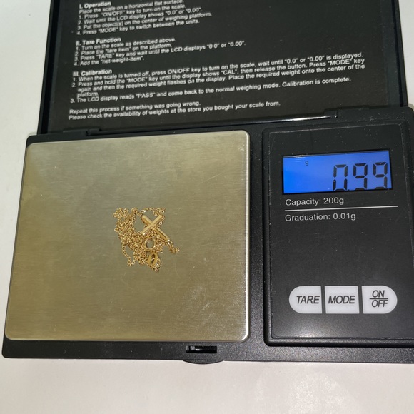 Solid Stamped Real Genuine 14K Yellow Gold Religious Sideways Cross Necklace - Picture 8 of 14